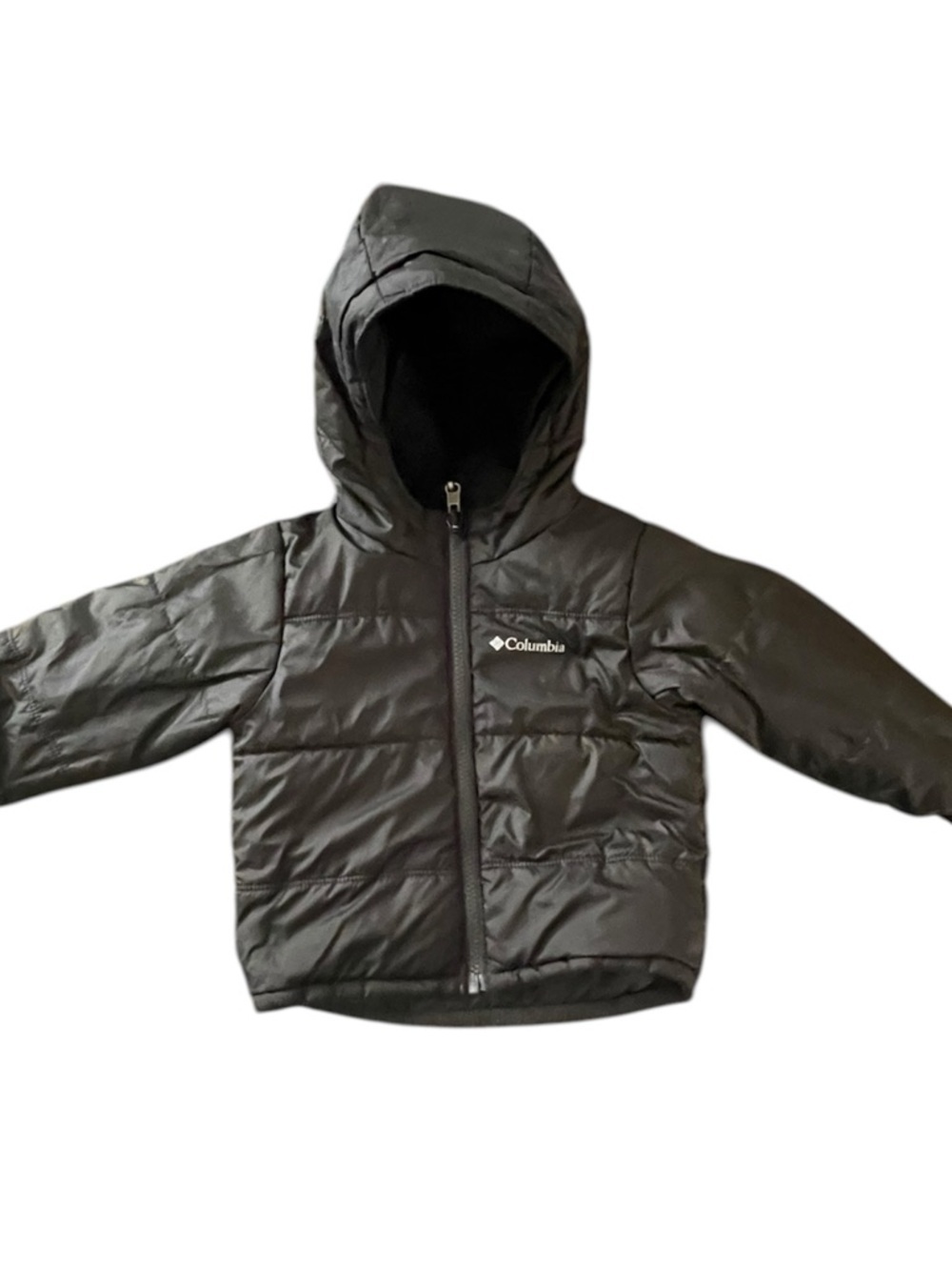 Columbia toddler Two-Tone REVEASIBLE Hooded Jacket Gray and Black unisex size 2T - Picture 5 of 8